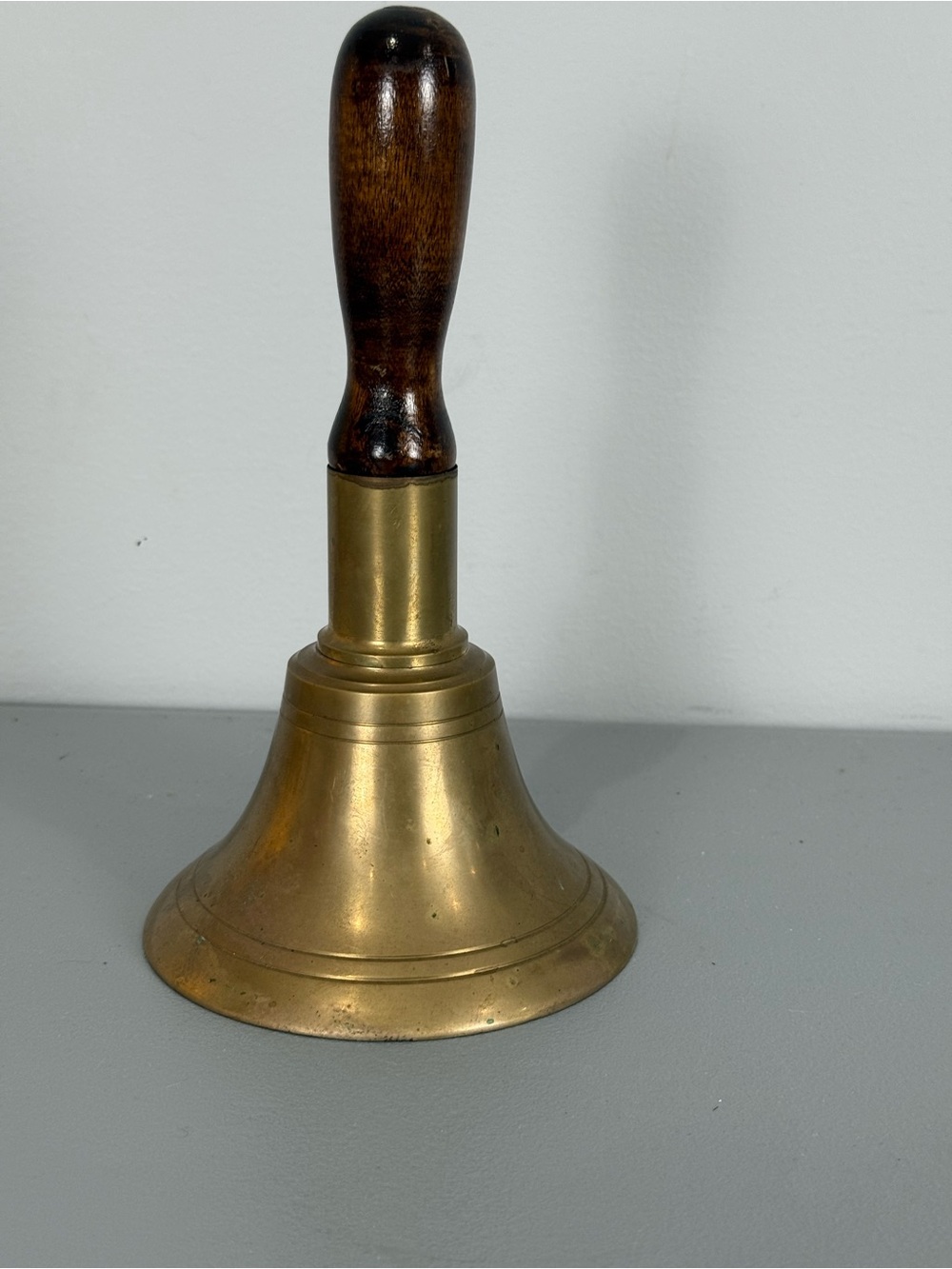 Brass Hand Bell with Wood Handle - Classic Brown and Gold